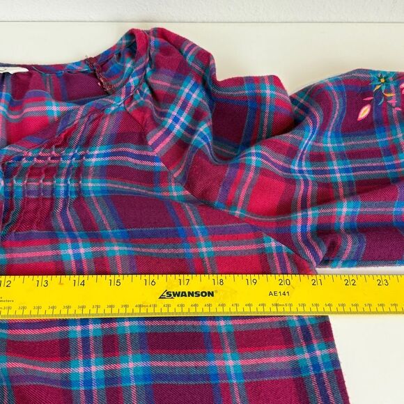 The Pioneer Woman Flannel Embroidered Sleeve Top M - Picture 6 of 8